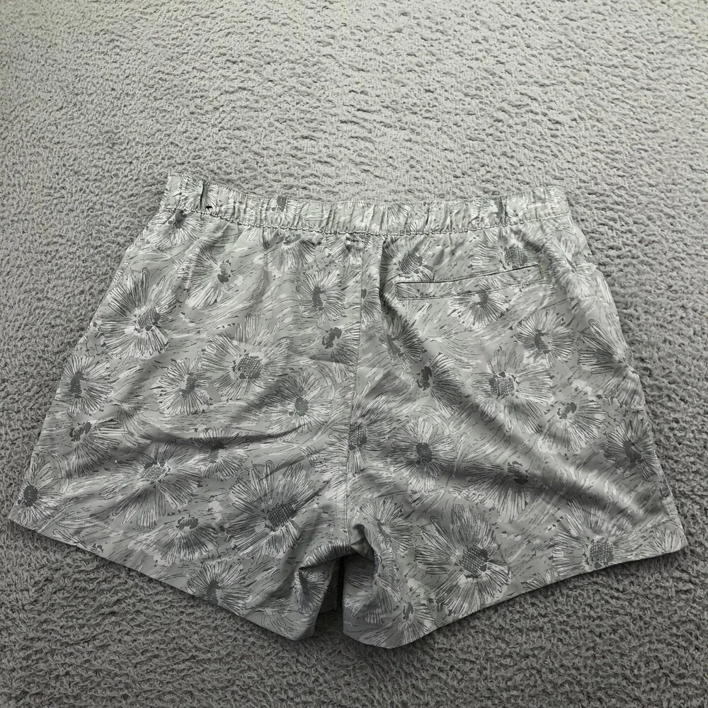 Abercrombie & Fitch Swim Trunks Mens Large Gray Floral Elastic Waist Back Pocket